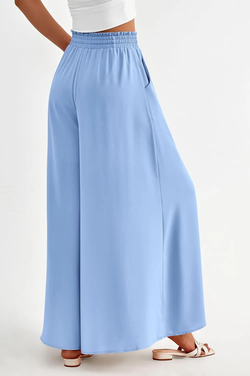 PRETTYGARDEN Women's 2025 Summer Wide Leg Palazzo Pants High Waisted Flowy Pockets Trendy Casual Lounge Boho Beach Trousers