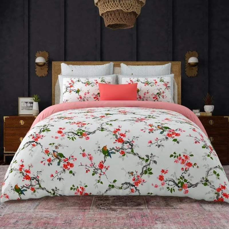 Quirky Gardenia Bedsheet - Grey & Red