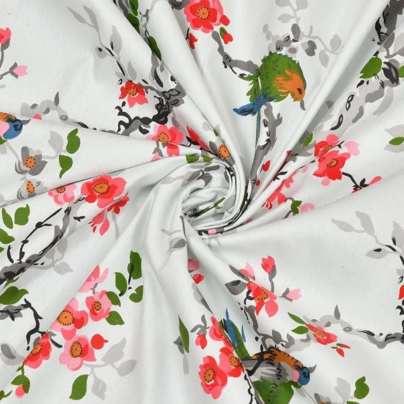 Quirky Gardenia Bedsheet - Grey & Red