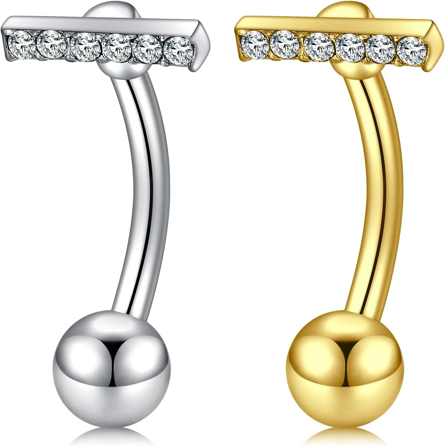 QWALIT Belly Button Ring Silver Gold Belly Rings Surgical Stainless Steel Belly Button Rings for Women Belly Button Piercing Jewelry Hypoallergenic Dangle Belly Button Ring Clicker Belly Ring Dangling