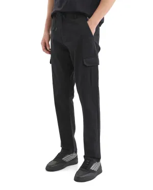 Rare Rabbit Men Nobon Navy Cotton Fabric Signature Monogram Print Regular Fit Cargo Style Trouser