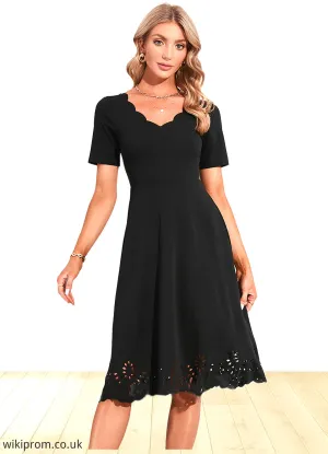 Reyna V-Neck Elegant A-line Cotton Blends Midi Dresses SWKP0022499