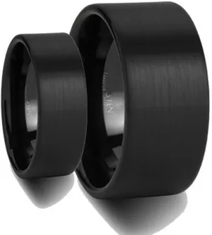 Ring for Men and Ring for Women Set His & Her's Matching 8MM/6MM Flat Black Matte Finish Tungsten Carbide Wedding Band Ring Set Wedding Band Ring Ideal Rings for couples