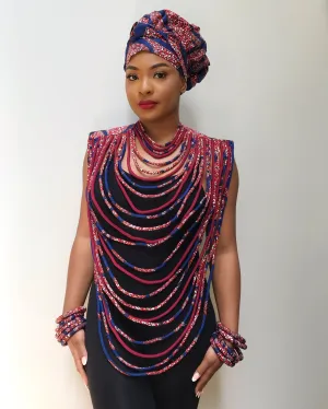 Rosilia African Print 24 Strands Statement Rope