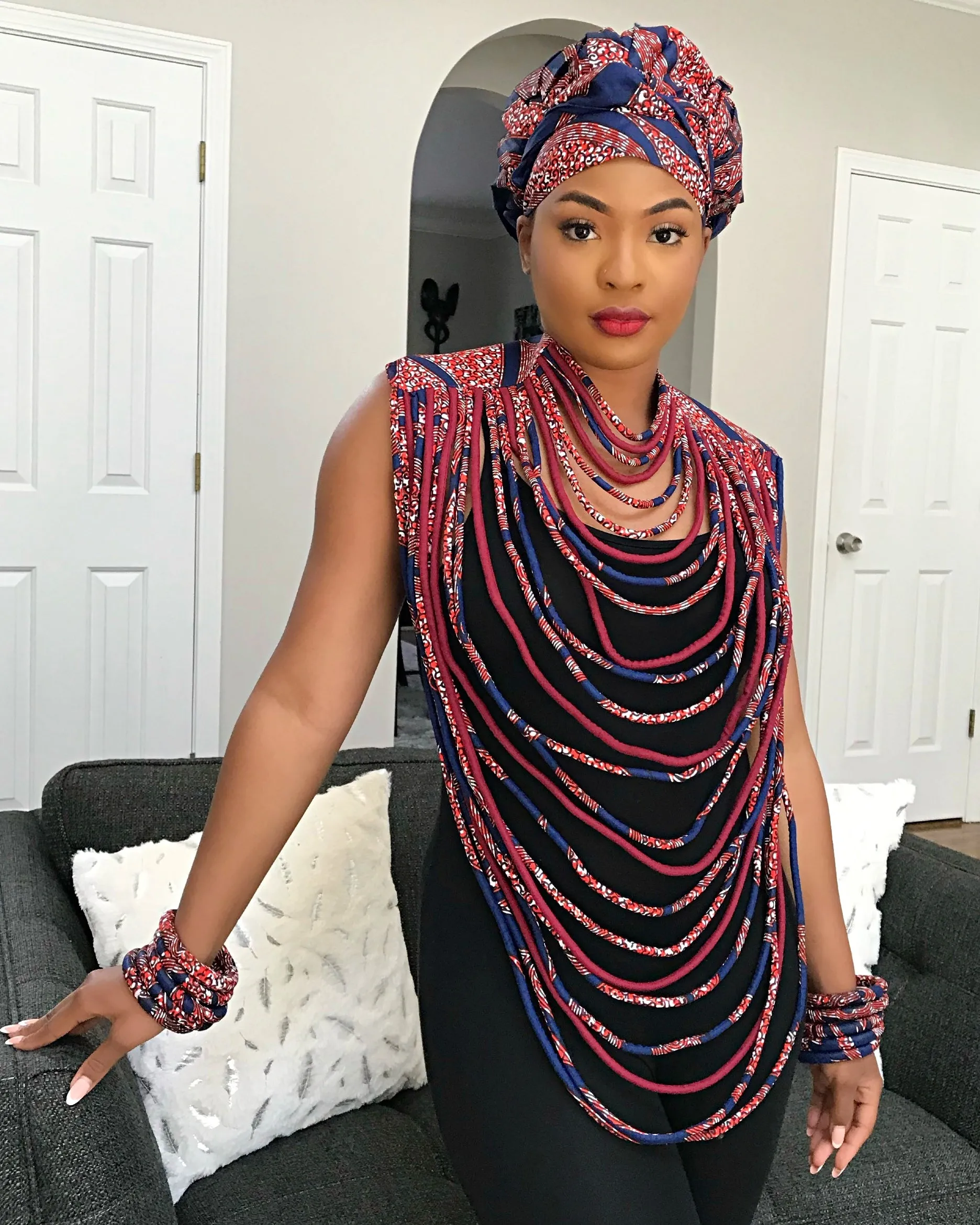 Rosilia African Print 24 Strands Statement Rope