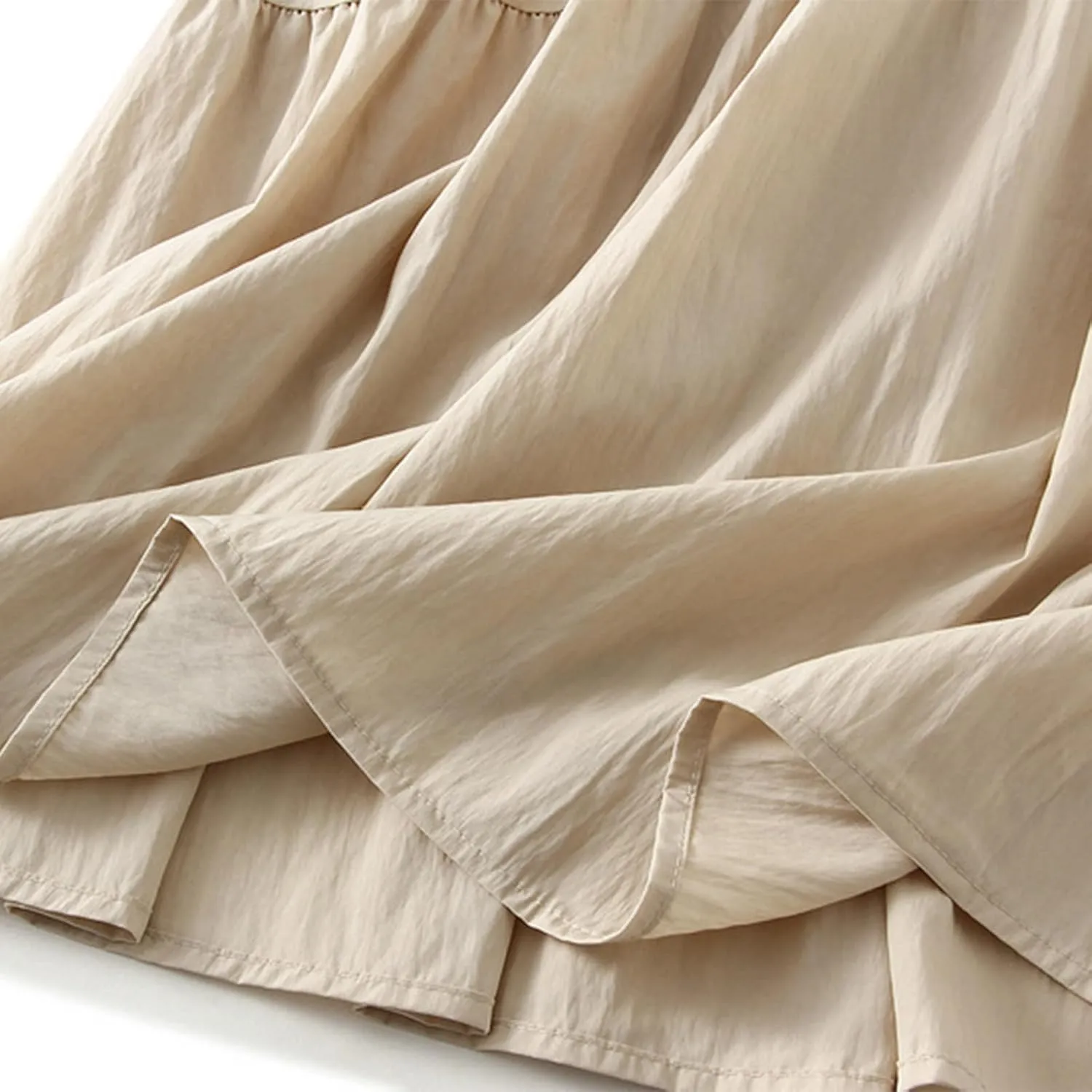 Ruffle Midi Skirts for Women Elastic Waist Pleated Swing Skirt Trendy Business Solid Color Casual A-Line Skirts