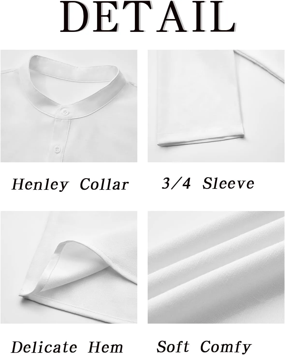 Runcati Mens Linen Henley Shirts Casual Lightweight 3/4 Sleeve T-Shirt Summer Beach Yoga Hippie Tops