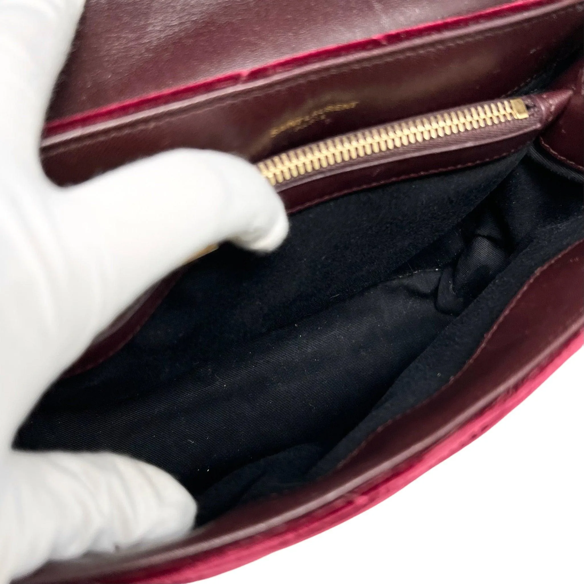 Saint Laurent Burgundy Velvet Small Loulou Bag