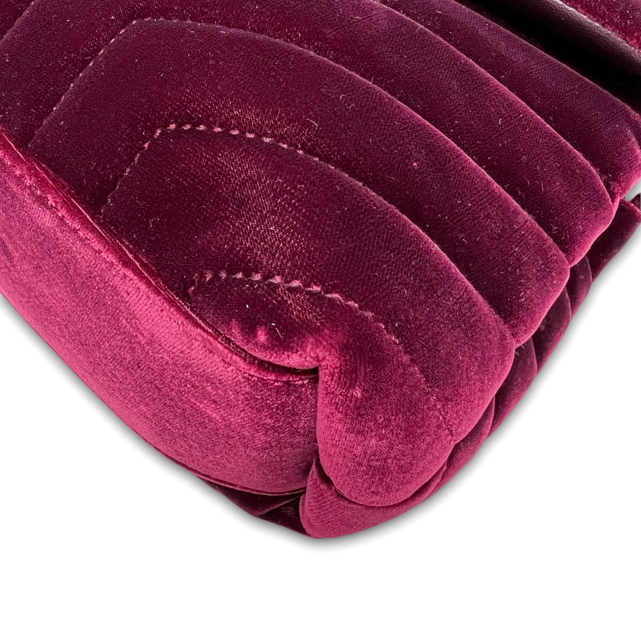 Saint Laurent Burgundy Velvet Small Loulou Bag