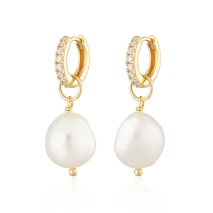 Scream Pretty Hannah Martin Sparkle Huggie Hoop Earrings with Baroque Pearls