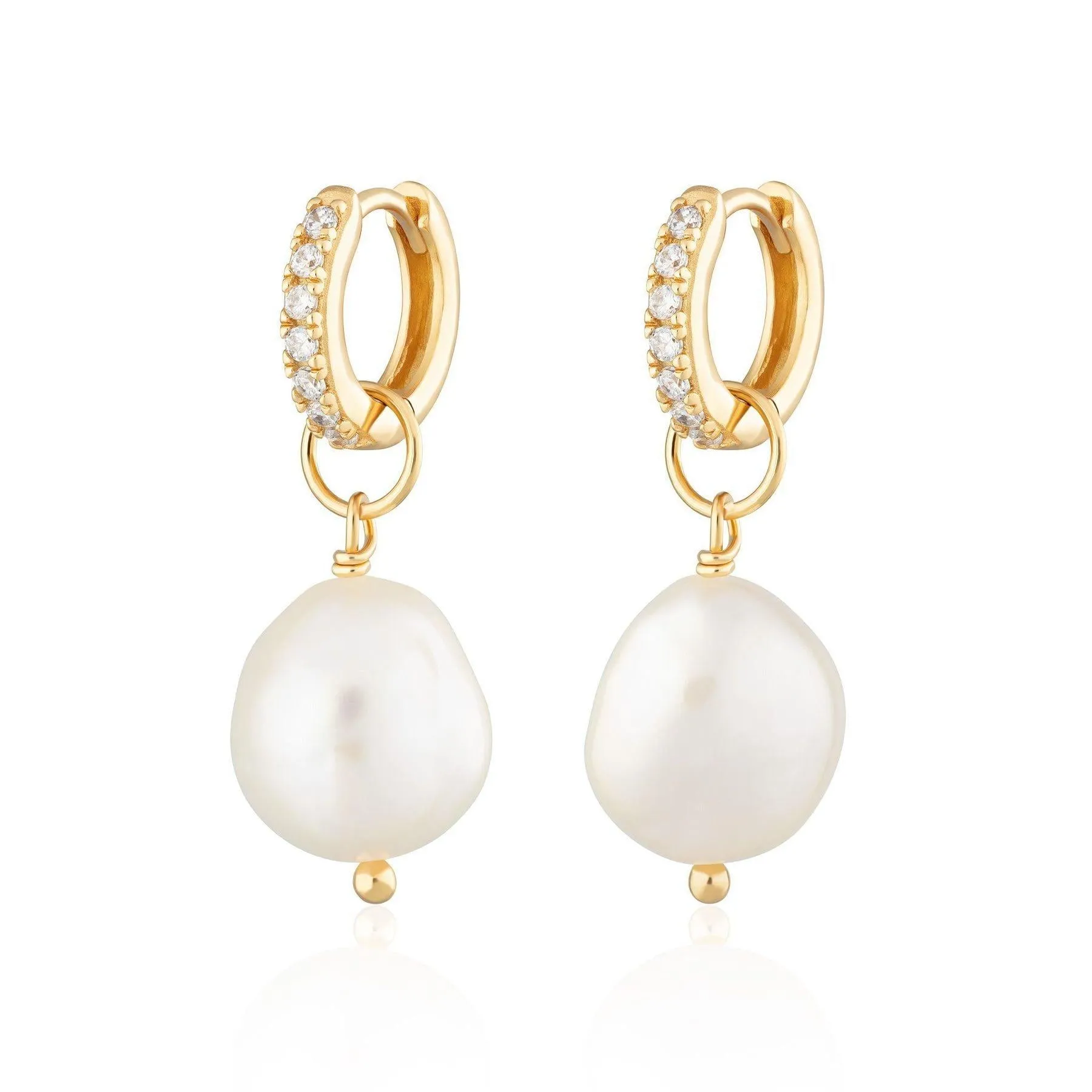 Scream Pretty Hannah Martin Sparkle Huggie Hoop Earrings with Baroque Pearls