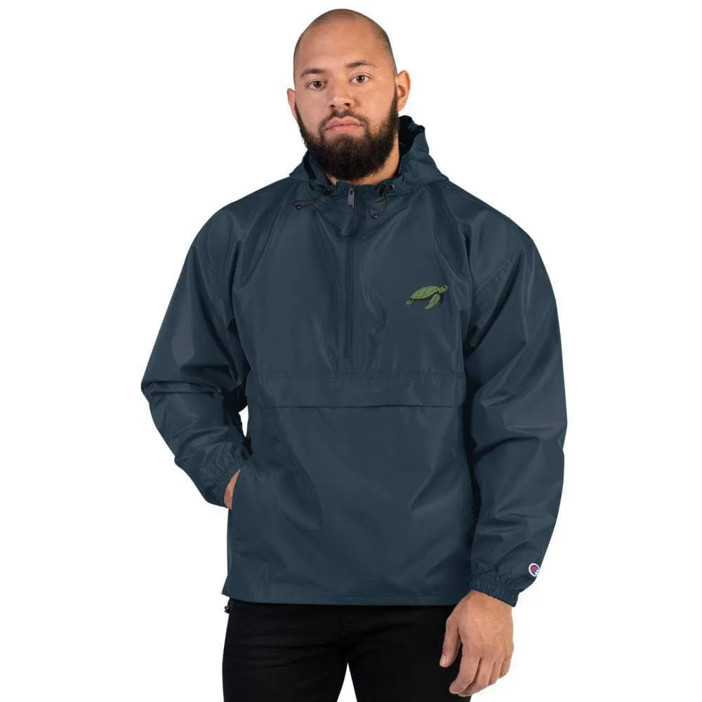 Sea Turtle Embroidered Champion Packable Jacket