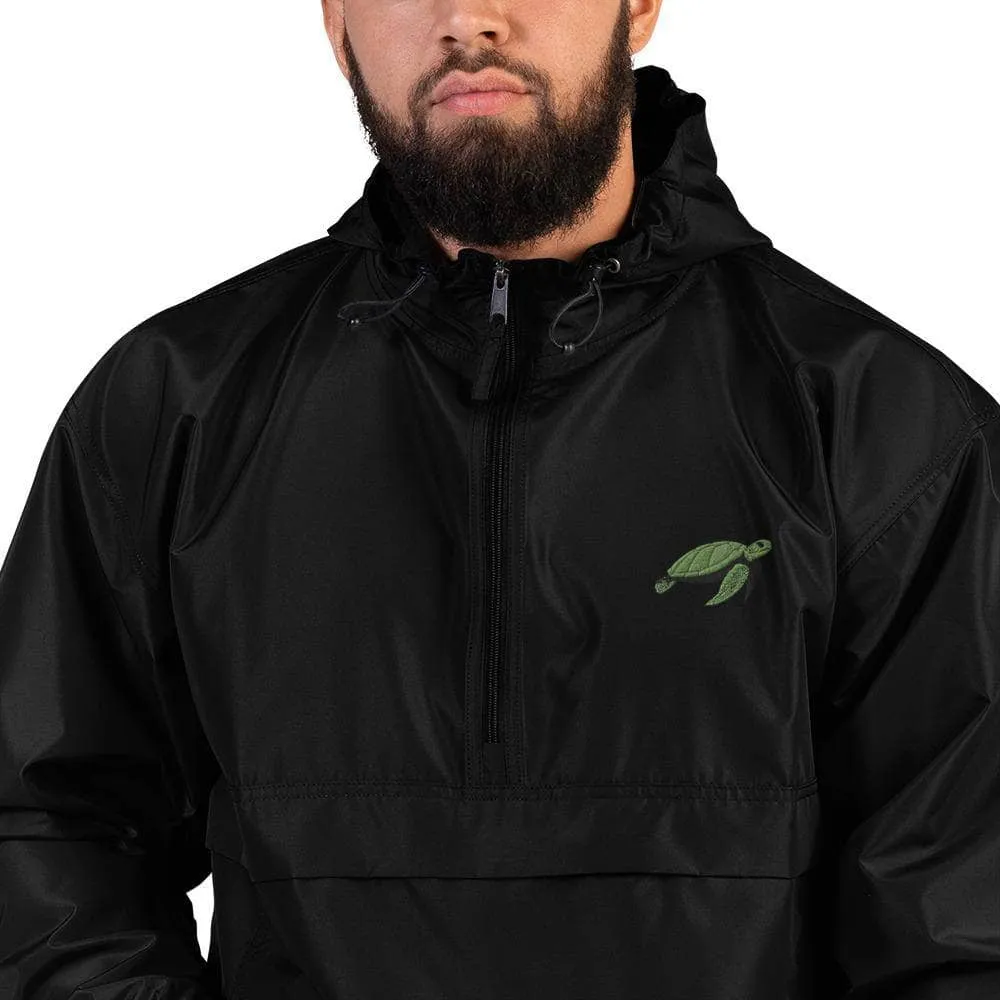 Sea Turtle Embroidered Champion Packable Jacket