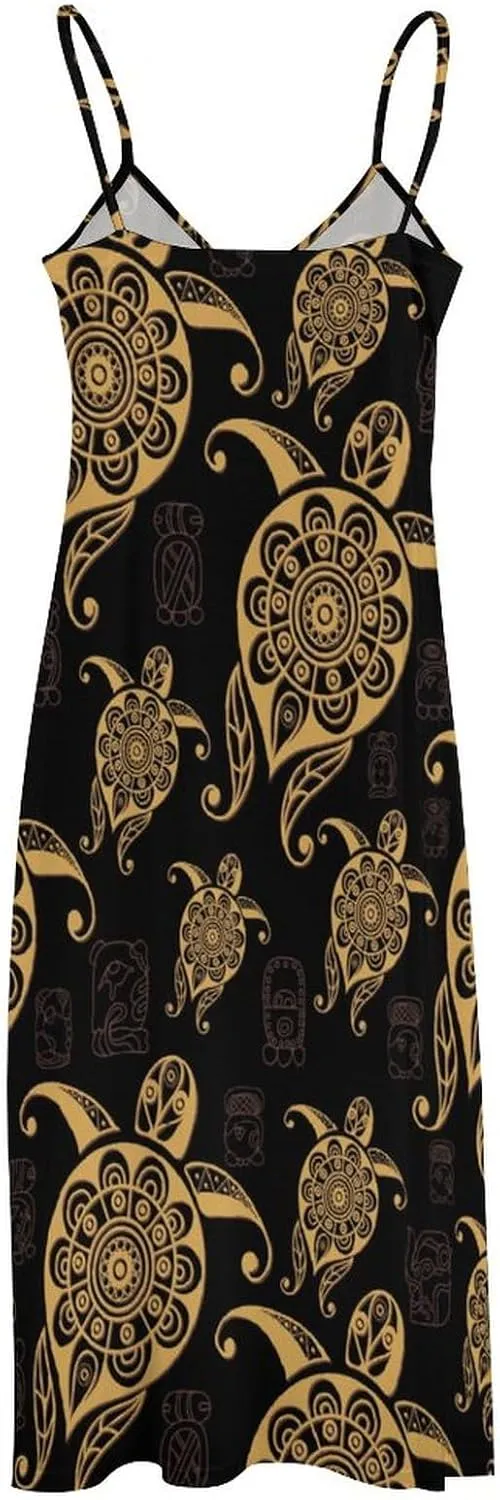Sea Turtle Long Dress Womans Fashion Shirt Dresses V Neck Wrap Maxi Skirts Beach Frock Travel Dresses