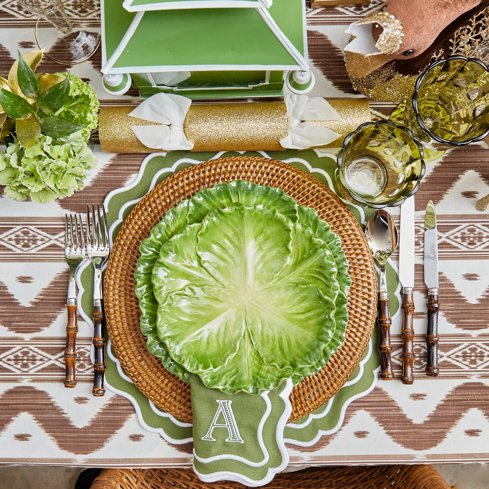 Serena Green Cabbage Dinner & Starter Plates (Set of 8)