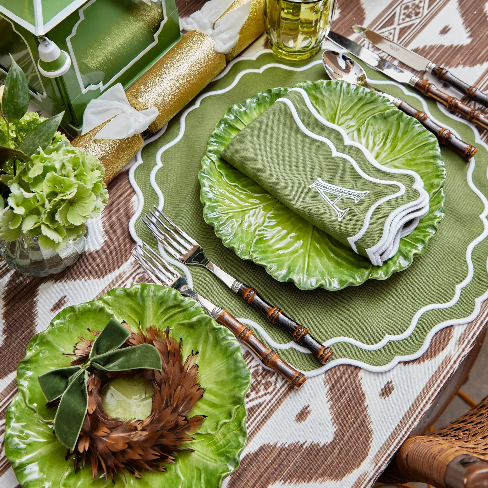 Serena Green Cabbage Dinner & Starter Plates (Set of 8)