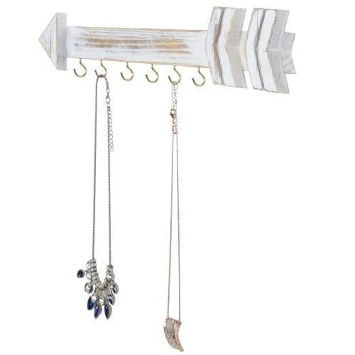 Shabby Chic Whitewashed Wood Arrow Jewelry Rack