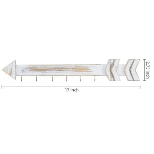 Shabby Chic Whitewashed Wood Arrow Jewelry Rack