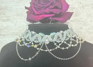 Silver Skull Pearl Choker