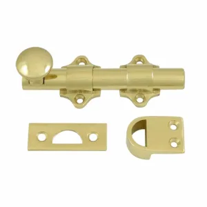 Solid Brass 4 Inch Dutch Door Bolt Set (Polished Brass Finish)