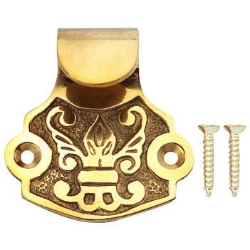 Solid Brass Fleur De Lis Sash Lift (Polished Brass Finish)