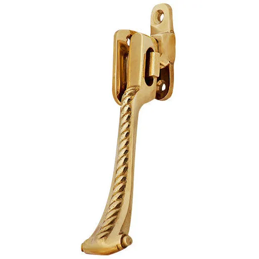 Solid Brass Georgian Roped Universal Style Casement Window Latch (Polished Brass Finish)