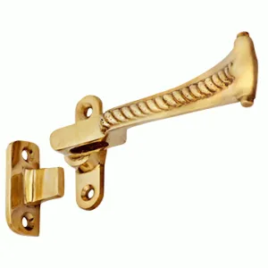 Solid Brass Georgian Roped Universal Style Casement Window Latch (Polished Brass Finish)