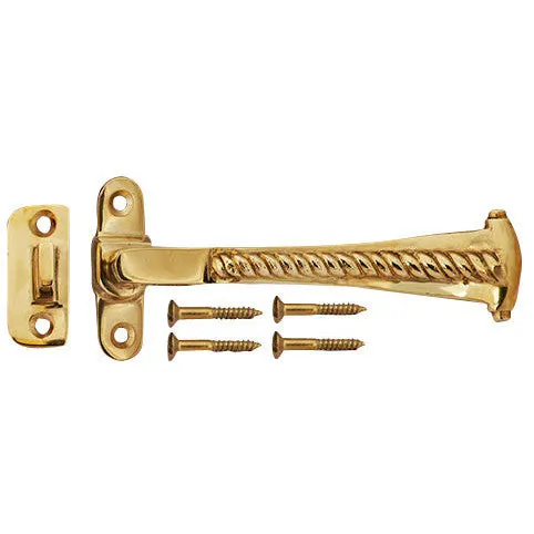 Solid Brass Georgian Roped Universal Style Casement Window Latch (Polished Brass Finish)