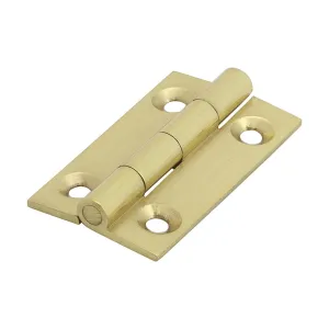 Solid Brass Solid Drawn Hinge - 38 x 22mm - Polished Brass