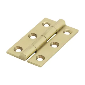 Solid Brass Solid Drawn Hinge - 50 x 28mm - Polished Brass