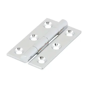 Solid Brass Solid Drawn Hinge - 50 x 28mm - Polished Chrome