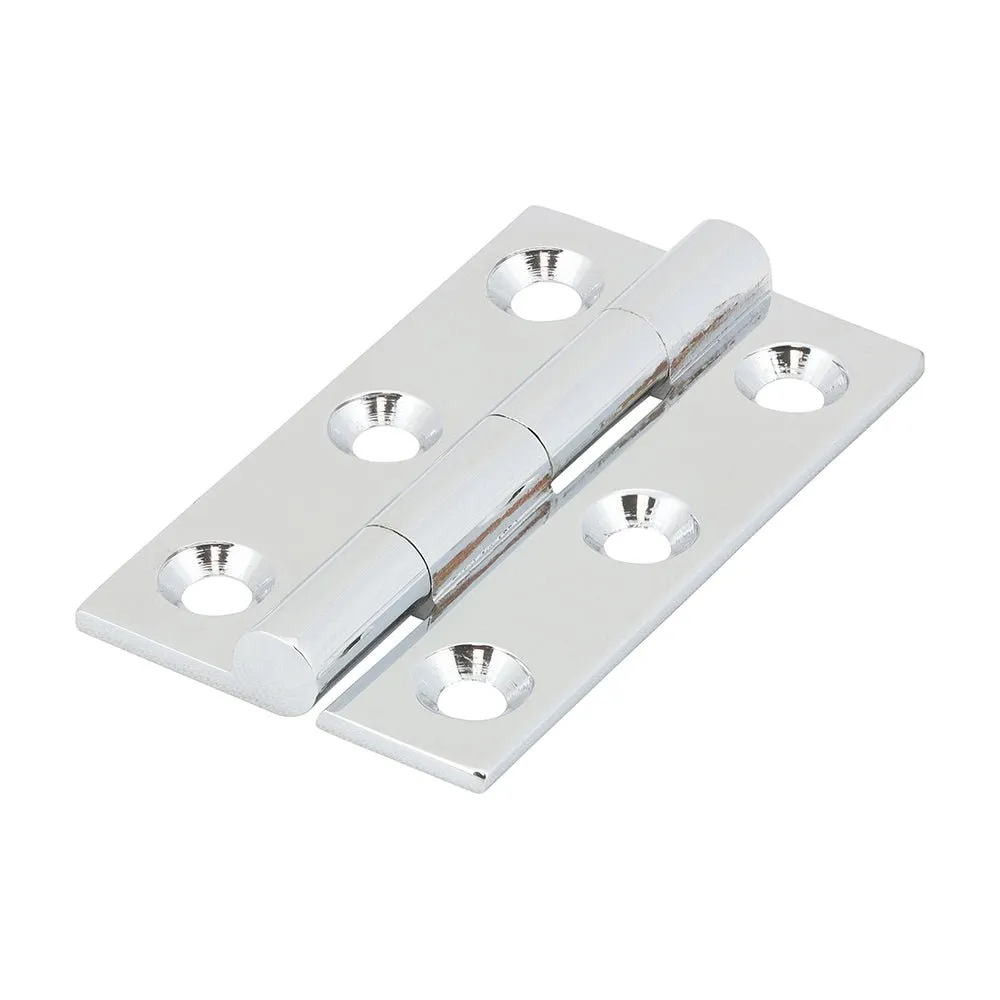 Solid Brass Solid Drawn Hinge - 50 x 28mm - Polished Chrome