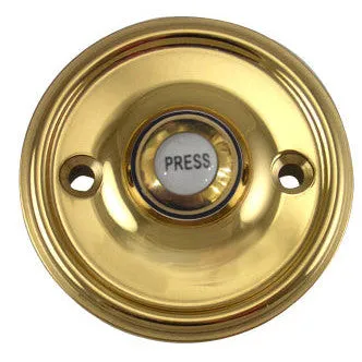 Solid Brass Traditional Style Doorbell (Polished Brass Finish)
