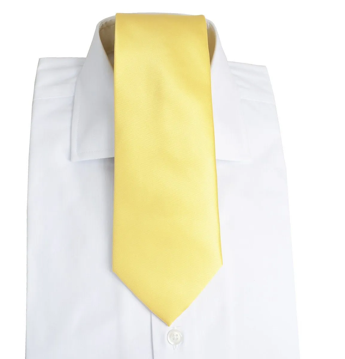 Solid Yellow Necktie and Pocket Square