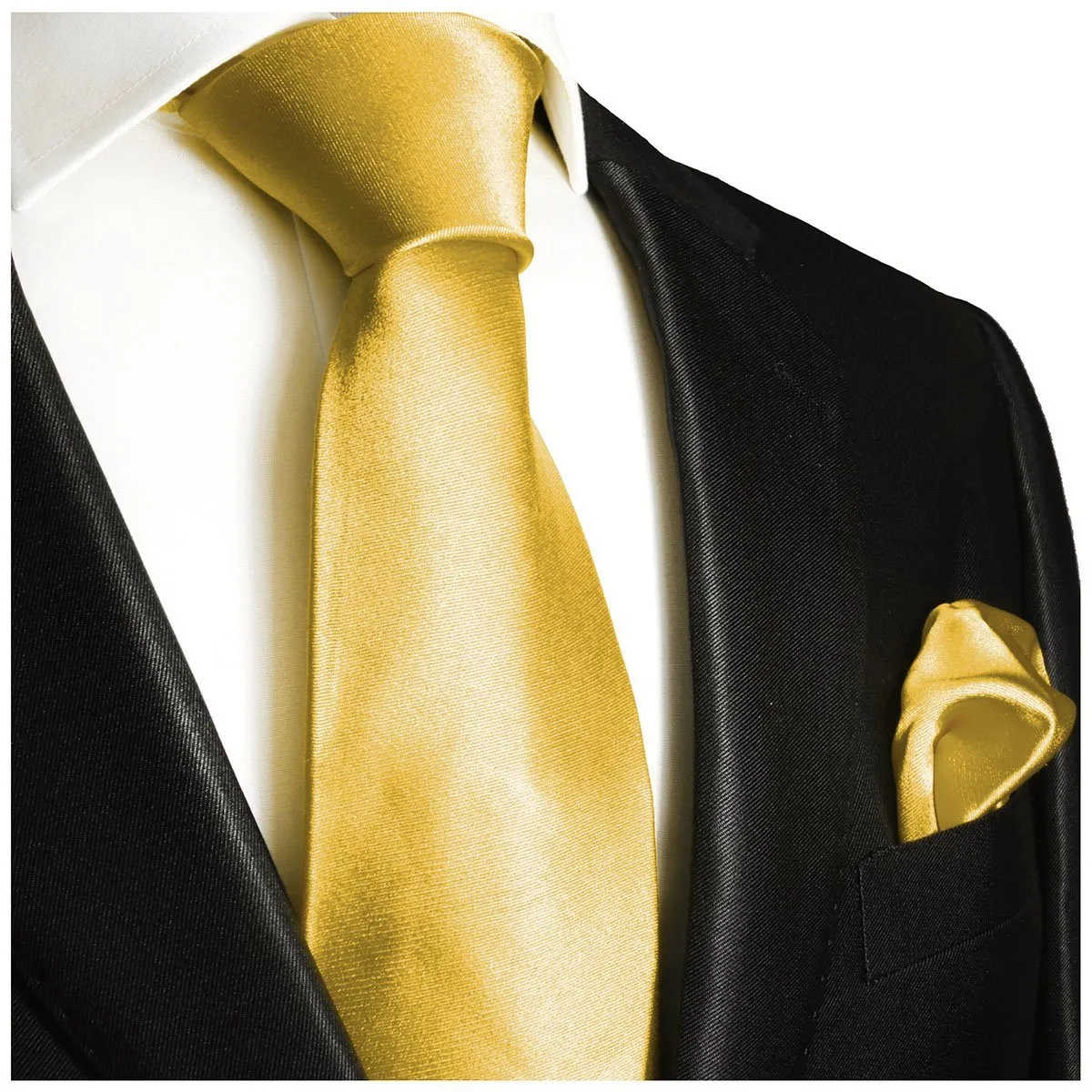 Solid Yellow Necktie and Pocket Square