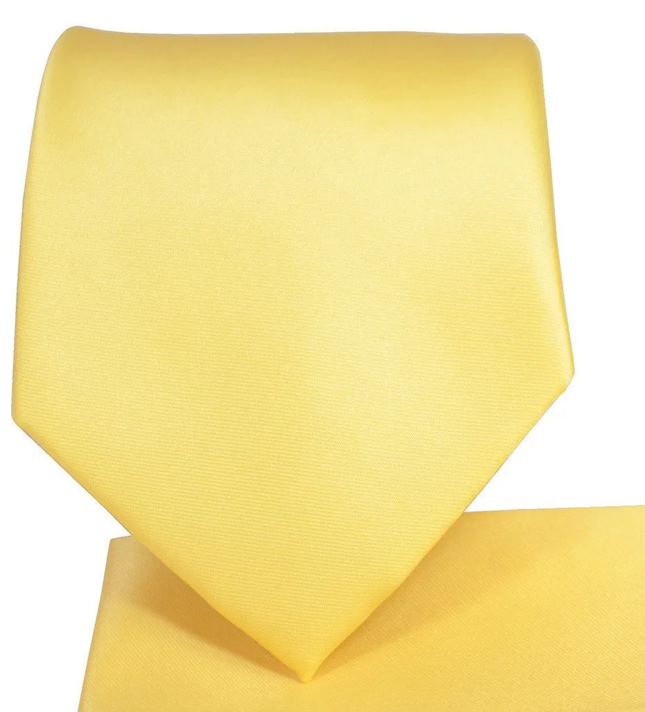 Solid Yellow Necktie and Pocket Square
