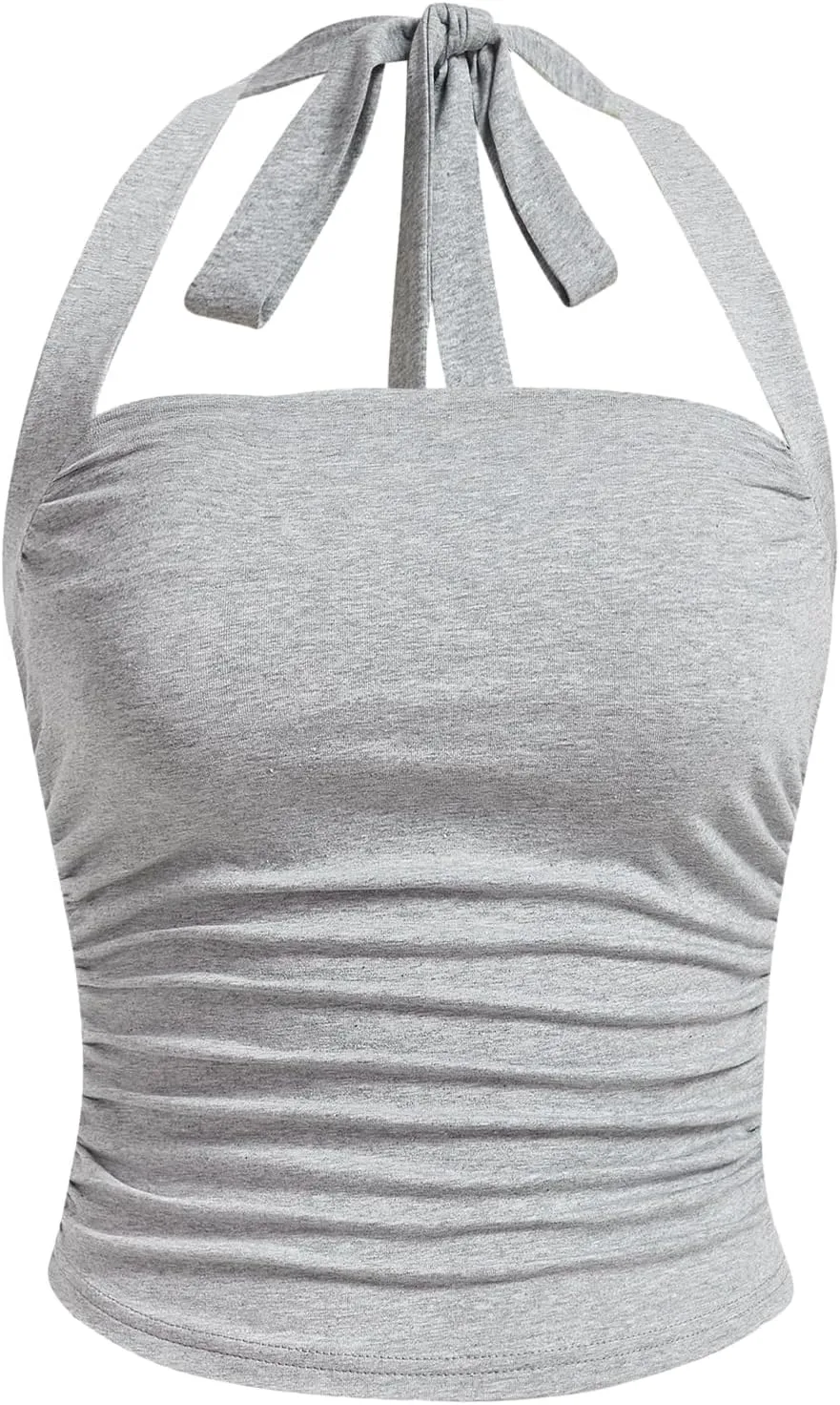 SOLY HUX Women's Ruched Halter Y2K Crop Tops Tie Back Sleeveless Slim Fit Cami Tops