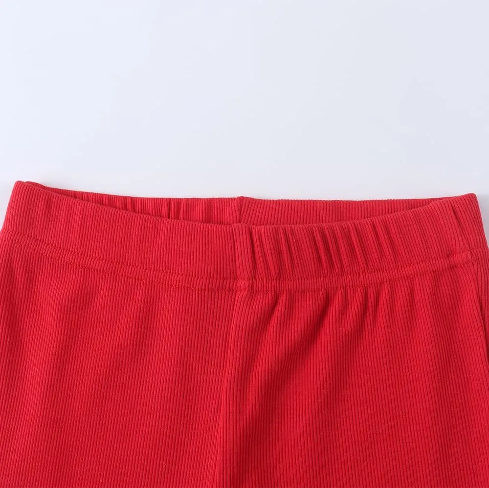 Spring&Gege Girls Ribbed Knit Bell Bottoms Flare Leggings Ruffle Bootcut Pants Casual Solid Fall Outfits (5-12 Years)