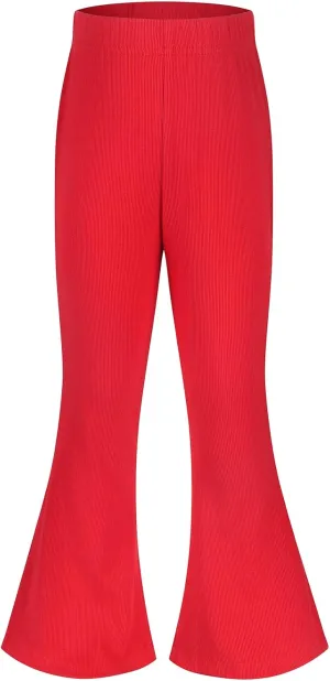 Spring&Gege Girls Ribbed Knit Bell Bottoms Flare Leggings Ruffle Bootcut Pants Casual Solid Fall Outfits (5-12 Years)