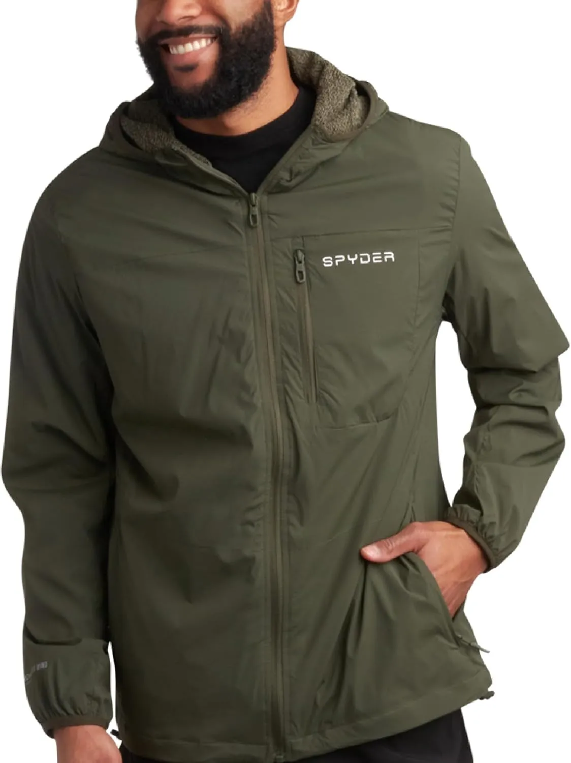 Spyder Mens Rain Jacket - Wind & Water Resistant Rain Coats for Men - Hooded Mens Windbreaker Lightweight for Travel and Golf