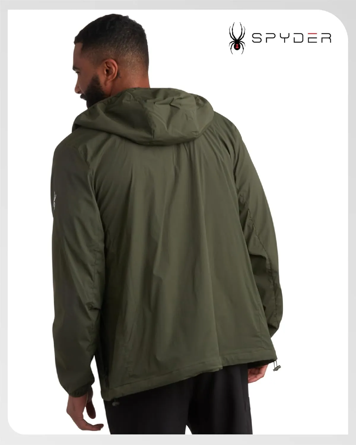 Spyder Mens Rain Jacket - Wind & Water Resistant Rain Coats for Men - Hooded Mens Windbreaker Lightweight for Travel and Golf