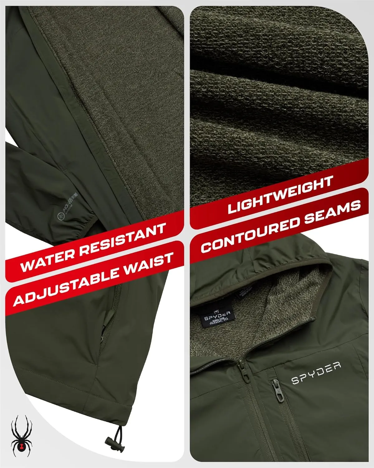 Spyder Mens Rain Jacket - Wind & Water Resistant Rain Coats for Men - Hooded Mens Windbreaker Lightweight for Travel and Golf