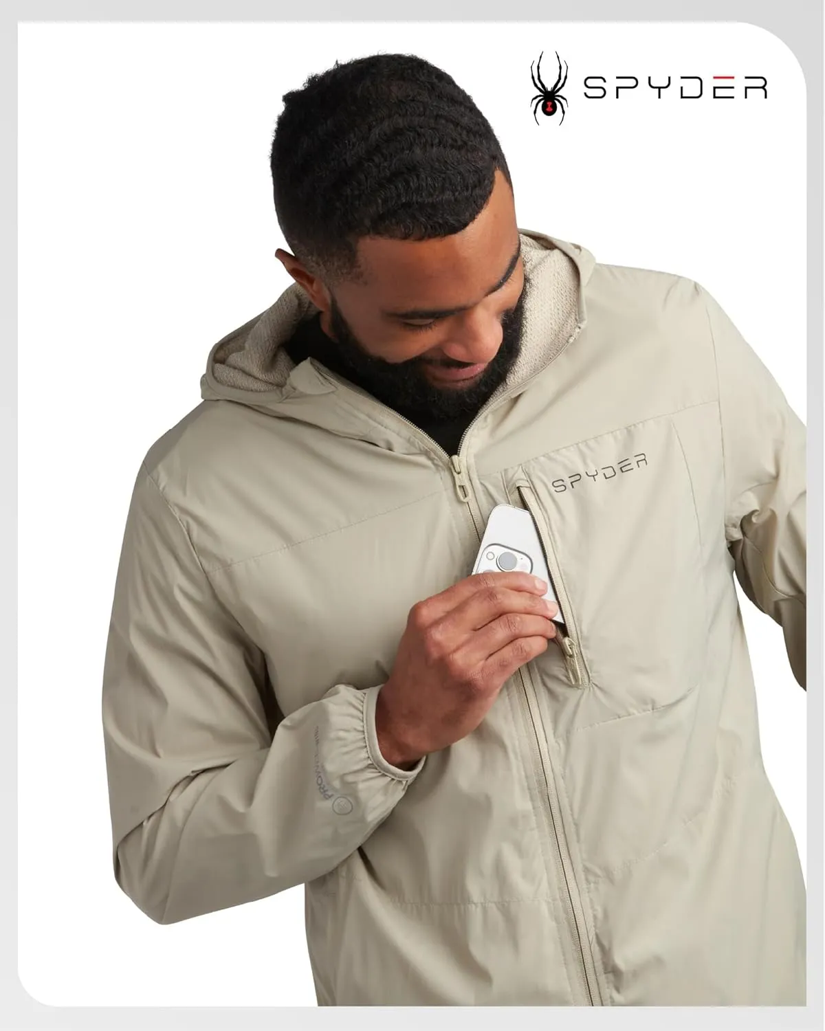 Spyder Mens Rain Jacket - Wind & Water Resistant Rain Coats for Men - Hooded Mens Windbreaker Lightweight for Travel and Golf