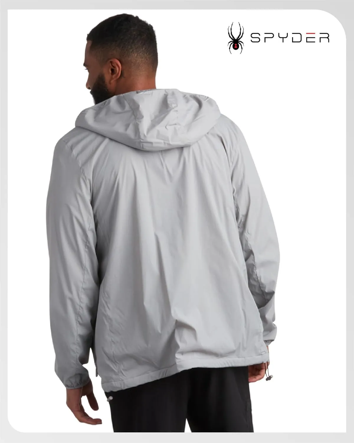 Spyder Mens Windbreaker Jacket - Lightweight Wind & Water Resistant Rain Coat for Men, Hooded Rain Jacket Men for Travel Golf