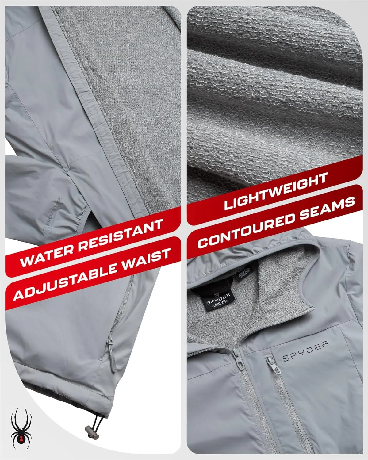 Spyder Mens Windbreaker Jacket - Lightweight Wind & Water Resistant Rain Coat for Men, Hooded Rain Jacket Men for Travel Golf