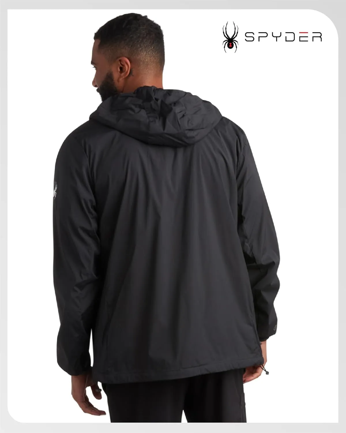 Spyder Mens Windbreaker Jacket - Lightweight Wind & Water Resistant Rain Coat for Men, Hooded Rain Jacket Men for Travel Golf