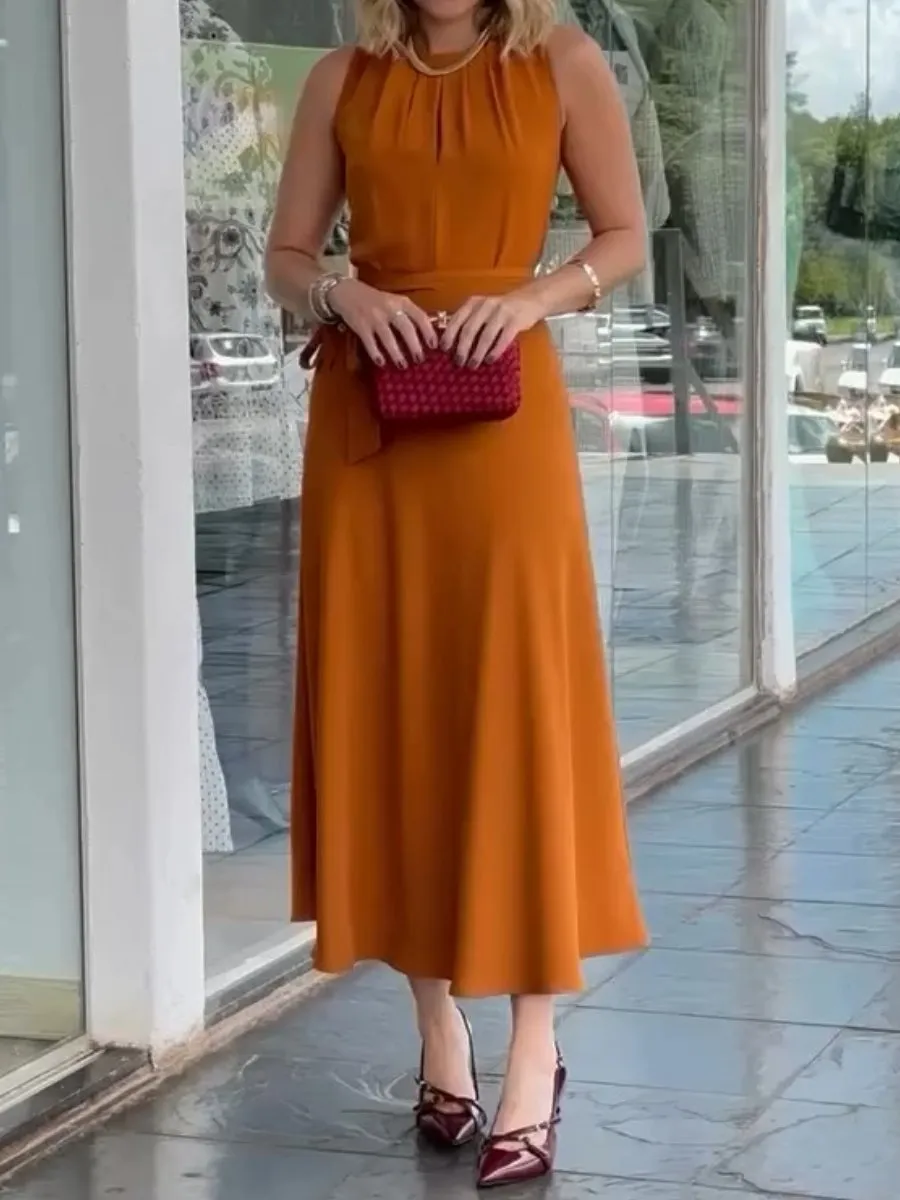 SS2024 Elegant Sleeveless Slim Midi Dress