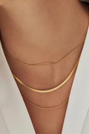 Steel Chain Multi Layer Necklace Gold