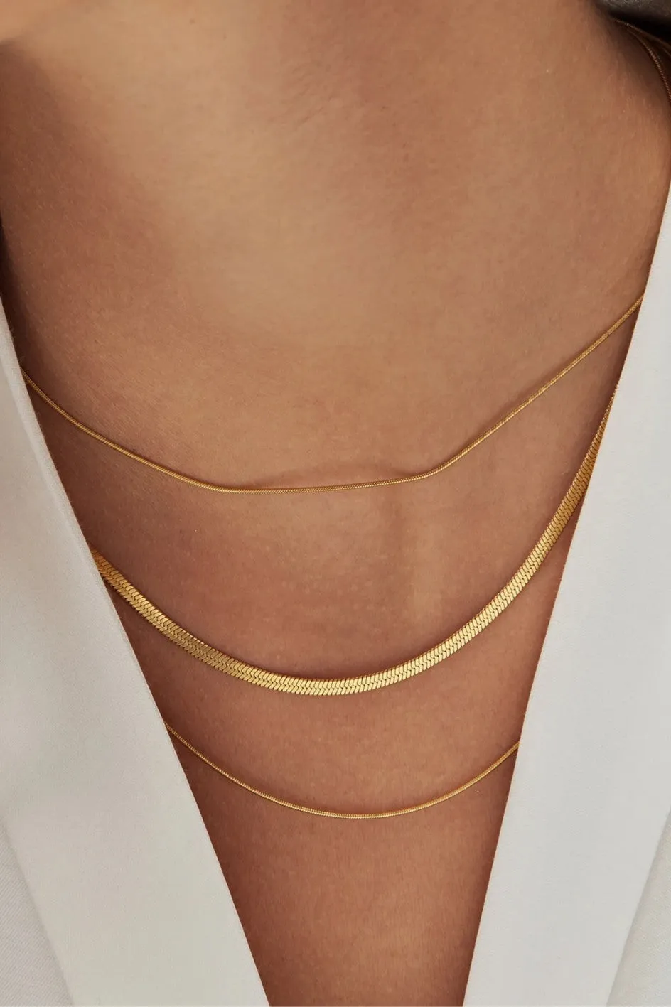 Steel Chain Multi Layer Necklace Gold