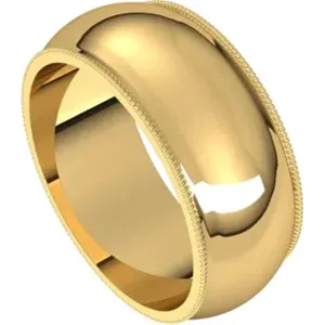 Straight Solid Wedding Band Prec Metal Womens 8 mm wide Sterling Silver Yellow Size 7